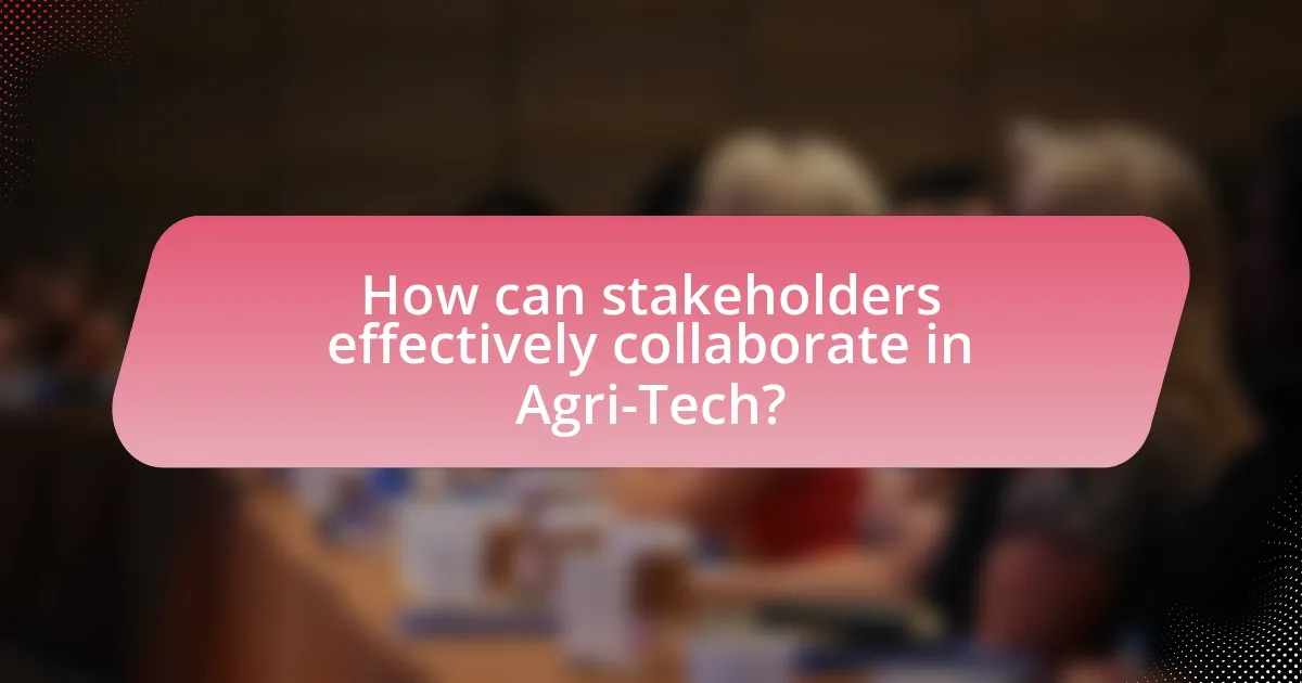 How can stakeholders effectively collaborate in Agri-Tech?